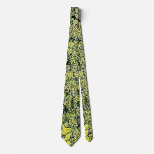 CRAVATE MODERNE FEUILLE VERT JAUNE NOIR (Devant)