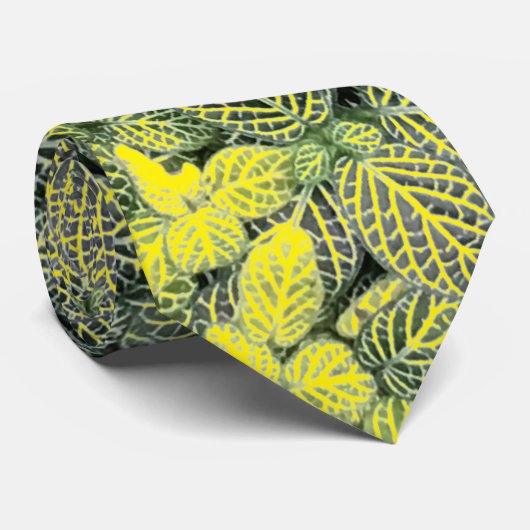 CRAVATE MODERNE FEUILLE VERT JAUNE NOIR (Roulé)