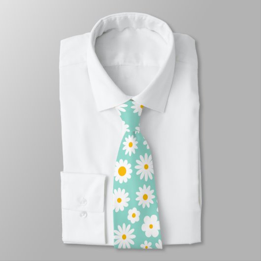 Cravate Moderne Flat Graphic Daisy Robin's Egg Blue (Attaché)