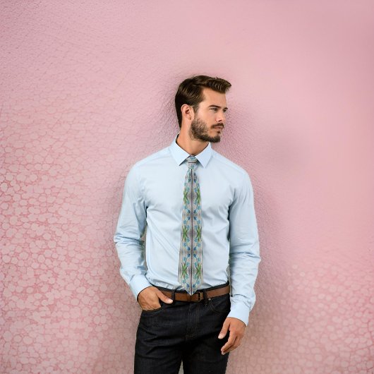 Cravate Moderne Floral Blue Tulips Botanique Élégant