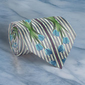 Cravate Moderne Floral Blue Tulips Botanique Élégant