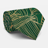 Cravate Moderne Green Gold Foliage Plante Design botanique (Roulé)