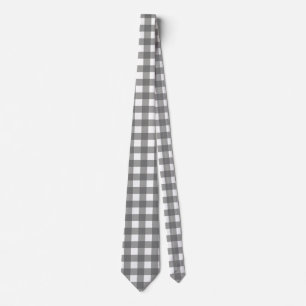 Cravate Moderne minimaliste gris et blanc À damiers