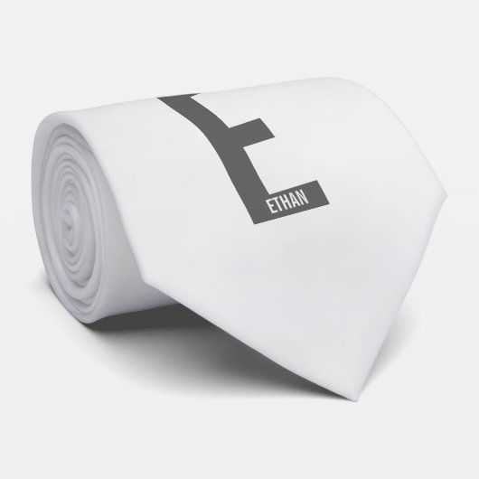 Cravate Moderne Monogramme et Nom Personnalisés Gras (Roulé)