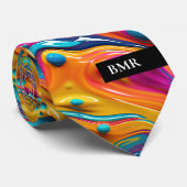 Cravate Moderne Monogramme Personnalisé Peinture Colorée  (Roulé)
