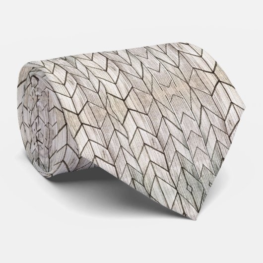Cravate Moderne Motif bois Chevron gris (Roulé)