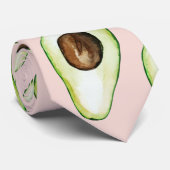 Cravate Moderne Pastel Rose Et Vert Motif Avocado (Roulé)