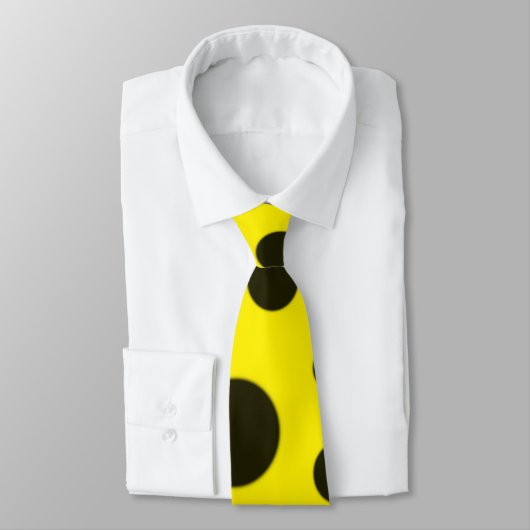 Cravate Moderne Simple Noir pois motif jaune point (Attaché)