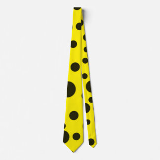Cravate Moderne Simple Noir pois motif jaune point