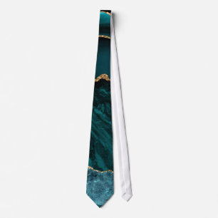 Cravate Moderne Turquoise & Or Agate Pierre Conception abs