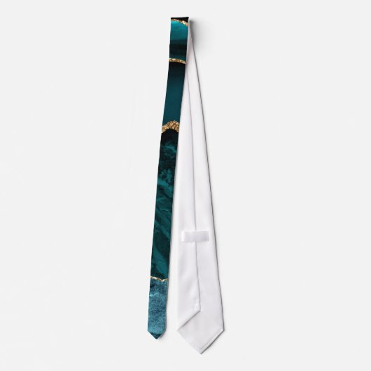 Cravate Moderne Turquoise & Or Agate Pierre Conception abs (Dos)