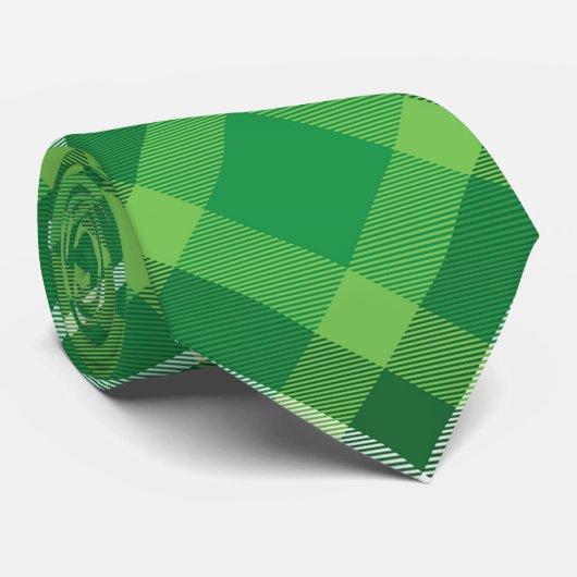 Cravate Moderne, vert et blanc, d'aspect frais (Roulé)