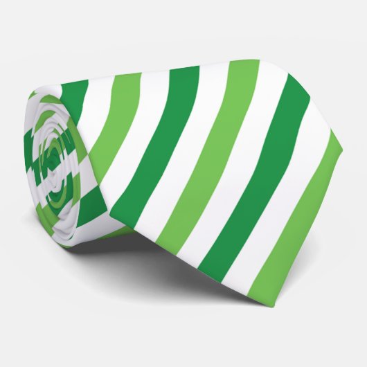 Cravate Moderne vert et blanc rayé frais (Roulé)