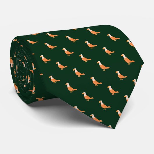 Cravate Moderne Vert Orange Eagle Motif sans couture (Roulé)