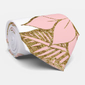 Cravate Modernes Girly rougissent or blanc rose floral (Roulé)