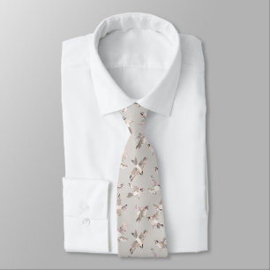Cravate Moineau rose pastel délicat sur motif gris clair