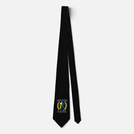 Cravate Molon Labe Casque spartiate Laurels Bleu jaune (Devant)
