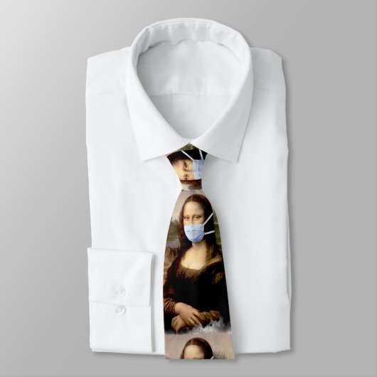 Cravate Mona Lisa avec Masque Da Vinci se moquant des Arts (Attaché)