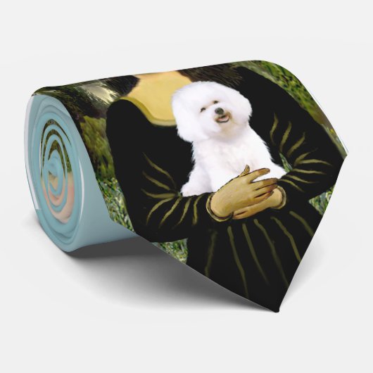 Cravate Mona Lisa & Bichon Frise (Roulé)