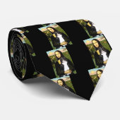 Cravate Mona Lisa - Chat noir et blanc SH (Roulé)