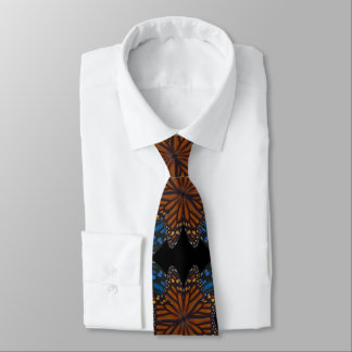 Cravate Monarch Butterfly Wing Orange Et Motif Bleu
