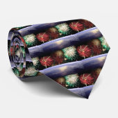 Cravate Monde et feux d'artifice (Roulé)