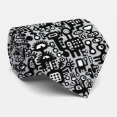 Cravate Monde mécanoïde - Noir et blanc avec gris c6cbcc (Roulé)