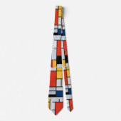 Cravate Mondrial Composition Rouge Jaune Bleu Noir (Devant)