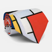 Cravate Mondrial Composition Rouge Jaune Bleu Noir (Roulé)