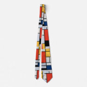 Cravate Mondrial Composition Rouge Jaune Bleu Noir (Dos)