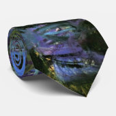 Cravate Monet - Lys d'eau, Indigo bleu, (Roulé)