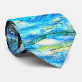 Cravate Monet - Water Lilies Blue, célèbre peinture, (Roulé)