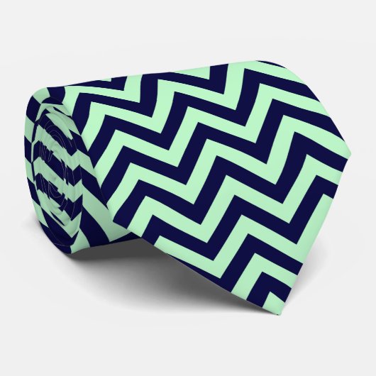 Cravate Monnaie, bleu marine Grand Chevron ZigZag Motif (Roulé)