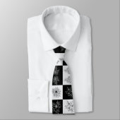 Cravate Monochrome Checkerboard FLowers motif élégant (Attaché)