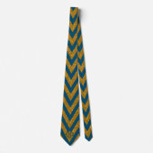 Cravate Monogram Blue & Gold Parties scintillant Motif Des (Devant)