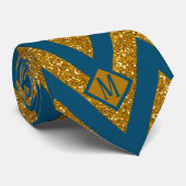 Cravate Monogram Blue & Gold Parties scintillant Motif Des (Roulé)
