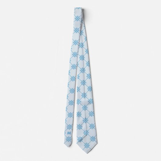 Cravate Monogram Blue Snowflakes Motif Carré diagonal (Dos)