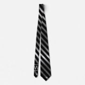 Cravate Monogram Faux Silver Shimmer et Black Stripes (Dos)