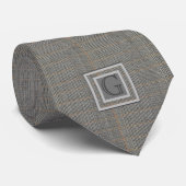 Cravate Monogram Grey Tweed Groomsman Bestman Mariage Cade (Roulé)