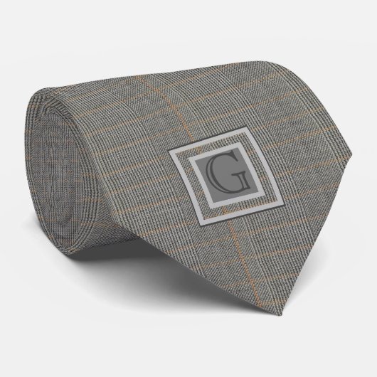 Cravate Monogram Grey Tweed Groomsman Bestman Mariage Cade (Roulé)