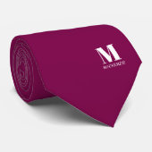 Cravate Monogram Initial Crest Personalized Burgundy Pink (Roulé)