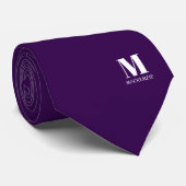 Cravate Monogram Initial Crest Personalized Purple (Roulé)