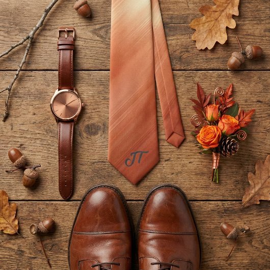 Cravate Monogram Modern Brushed Copper Metallic Pattern