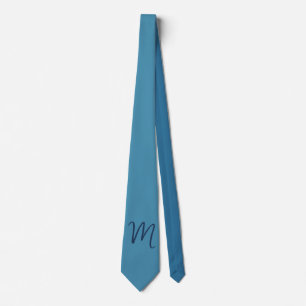 Cravate Monogram Solide Blue Pastel Minimaliste Profession
