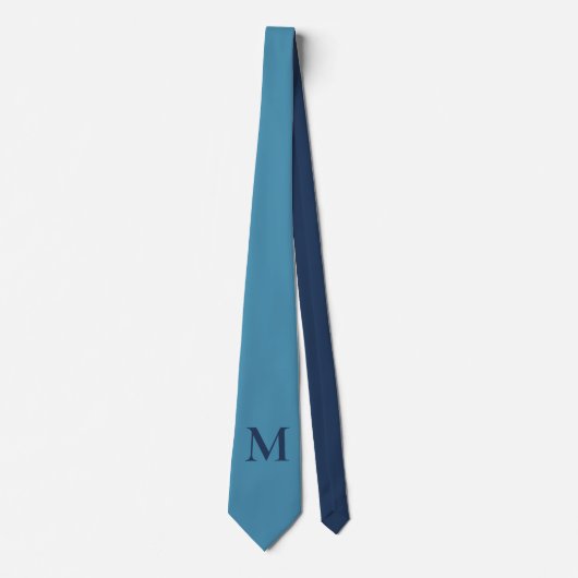 Cravate Monogram Solide Blue Pastel Minimaliste Profession (Devant)