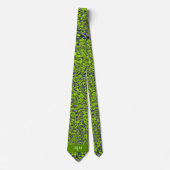 Cravate Monogramme 2 côtés vert et pourpre (Devant)