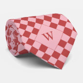 Cravate Monogramme À damiers rouge décontracté (Roulé)