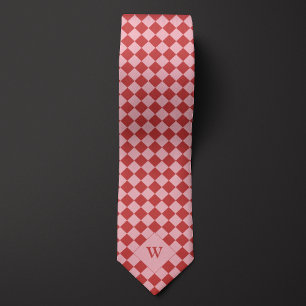 Cravate Monogramme À damiers rouge décontracté