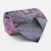 Cravate Monogramme abstrait géométrique violet mauve moder (Roulé)