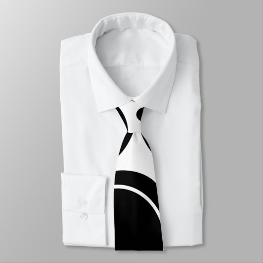 Cravate Monogramme Abstrait noir blanc rose (Attaché)